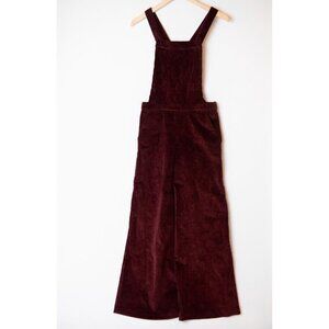Xhilaration Corduroy Overalls Women's Size L Burgundy Wide Baggy Lounge Flare